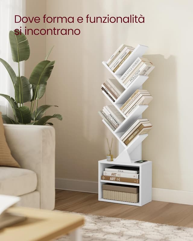 Thumbnail 3 de VASAGLE CUSTOS LBC607WB01 Libreria ad alberi autoportante con 2 scomparti aperti, bianco nuvola