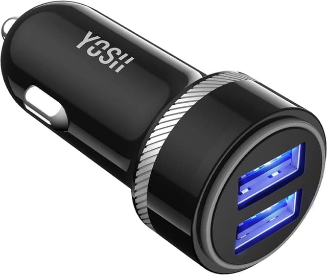 Detalle de YOSH 24W Ultra-Compact Dual USB Car Charger (2.4A/24W) with Independent Power