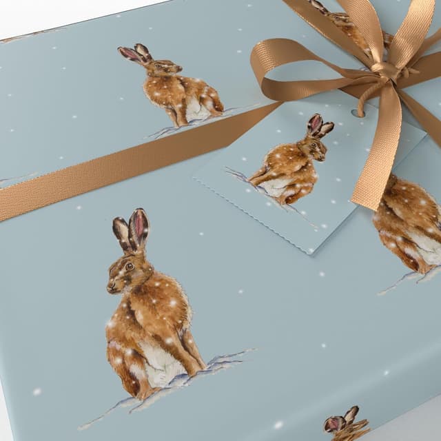 Thumbnail 3 de Re-wrapped Luxury ECO Gift Wrap 6 sheets — Winter Brown Hares