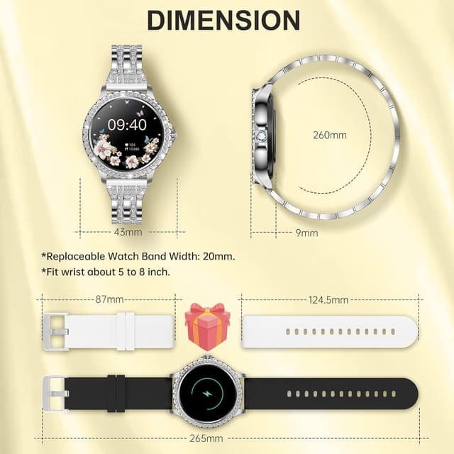 Thumbnail 5 de Colesma Brillante Smartwatch Plateado Mujer ⌚ Llamadas, Salud y Fitness