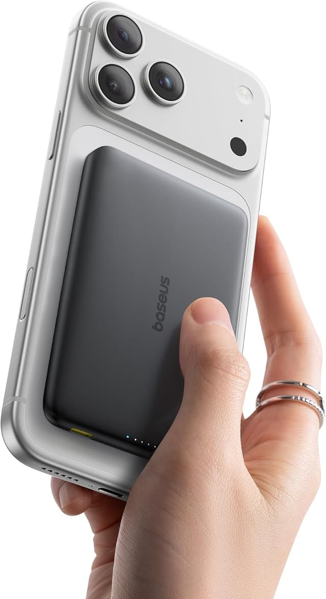 Detalle de Baseus Picogo AM41 Power Bank 10000mAh Qi2 MagSafe 15W magnetico ultra slim nero