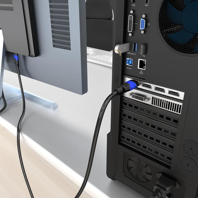 Detalle de KabelDirekt DisplayPort-Kabel (8K/4K) 2 m – DP Monitorkabel für PC, Laptop & Gaming (bis 144 Hz)