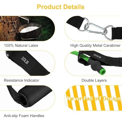 Detalle de JATEKA gomas elásticas para musculación 150 lb (12 piezas) con 5 niveles de resistencia