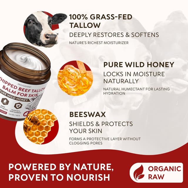 Detalle 2 de RICHGRAND Beef Tallow Whipped Honey Balm 4.3 oz