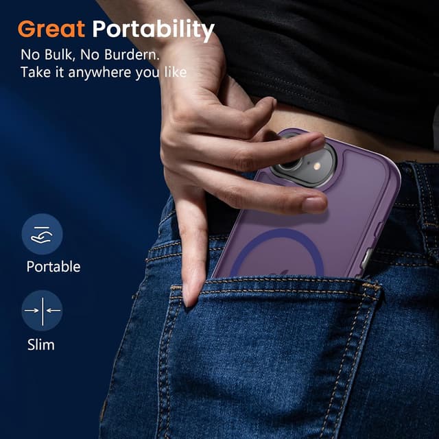Detalle 2 de BPOASE iPhone 16E / iPhone 17E Case with Screen Protector (Matte Dark Purple, MagSafe Compatible)