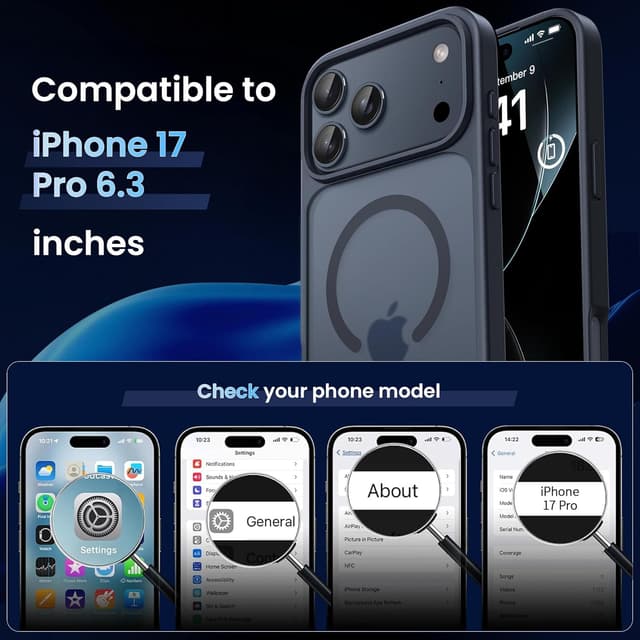 Detalle de CACOE Hülle für iPhone 17 Pro mit Kameraschutz, MagSafe-kompatibel (N52-Magneten, stoßfest)