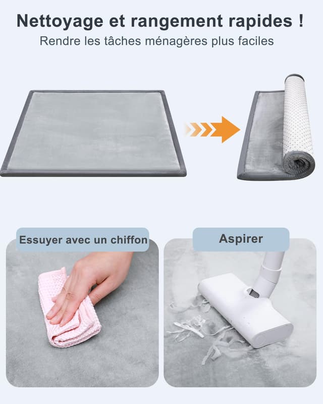 Detalle de Favodormir Krabbelmatte Baby 150x180x3 cm – Spielmatte mit rutschfester Unterseite (Hellgrau)