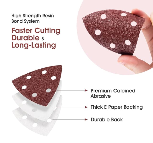 Detalle de SATC Multi Tool Triangle Sanding Pads (120 pcs) 93mm for Detail Mouse Sanders