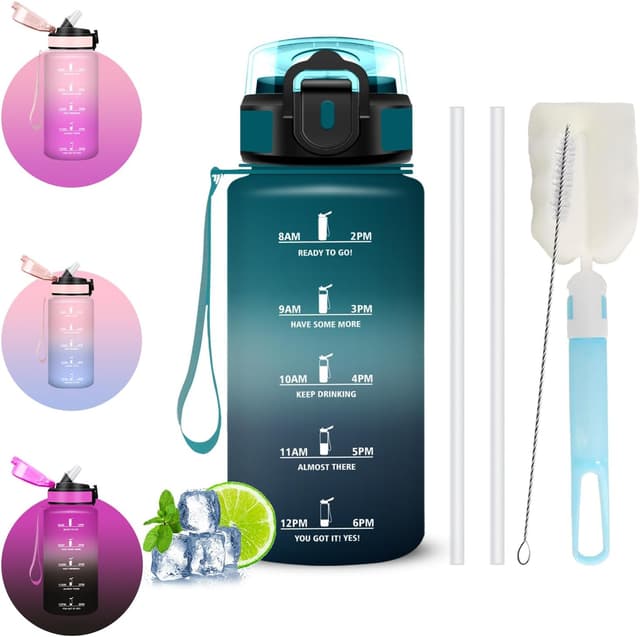 Detalle de Trinkflasche 500 ml mit Strohhalm für Kinder – auslaufsicher, mit Reinigungsbürsten