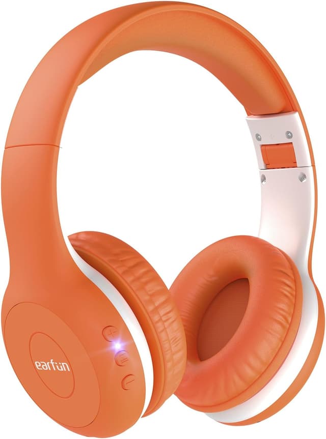 Detalle de EarFun Bluetooth-Kopfhörer für Kinder (85/94 dB) mit HD-Mikrofon, 40 Std. Akku und faltbarem Design – Orange