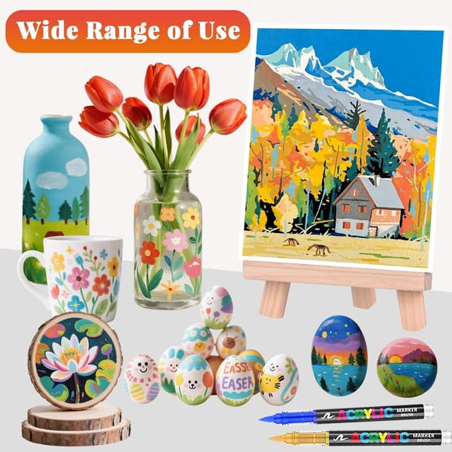 Thumbnail 6 de Funnasting 240 Colours Acrylic Paint Pens with Flexible Brush Tip (for glass, fabric, rock & DIY crafts)