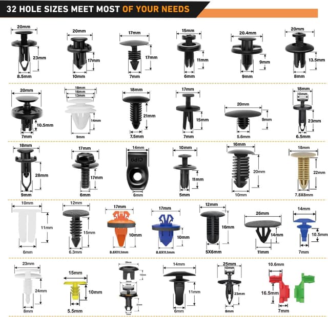 Detalle de GOOACC 975-Piece Car Push Retainer Clips & Auto Fasteners Assortment