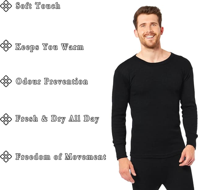 Detalle de Heatwave Thermalwear 2-Pack Men’s Thermal Long Sleeve Top (Warm Baselayer, 0.45 TOG)