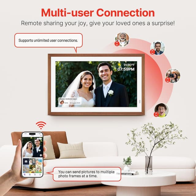 Thumbnail 6 de FANGOR 21.5" Large Digital Picture Frame with WiFi, 64GB Storage, Remote, Auto-Rotate