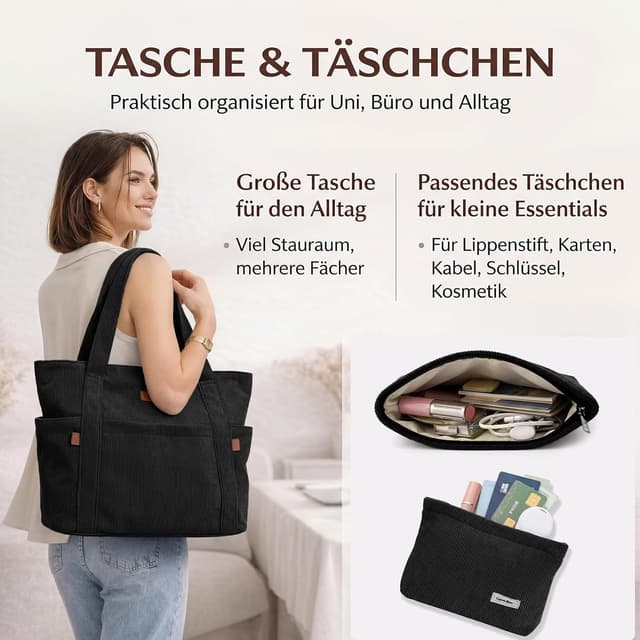 Detalle 2 de Captain Blues Cord Tasche Damen 40×36×12 cm