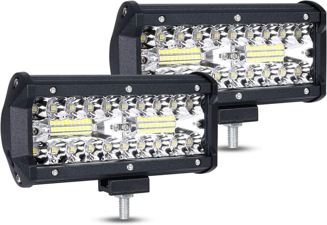 Detalle de Phares de travail LED URAQT 120W (2× 7 inch) 6000K, IP67 – faisceau large pour voiture, camion et tout-terrain