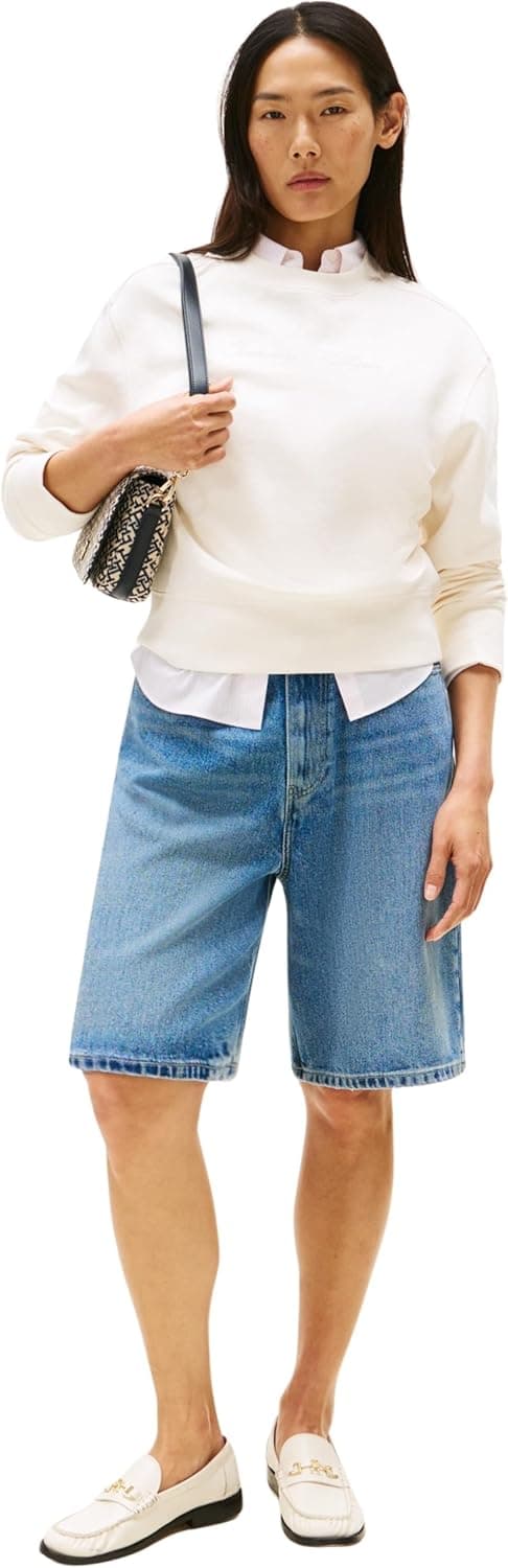 Detalle de Tommy Hilfiger women’s Lurex Script pullover sweatshirt (WO0WW47159)