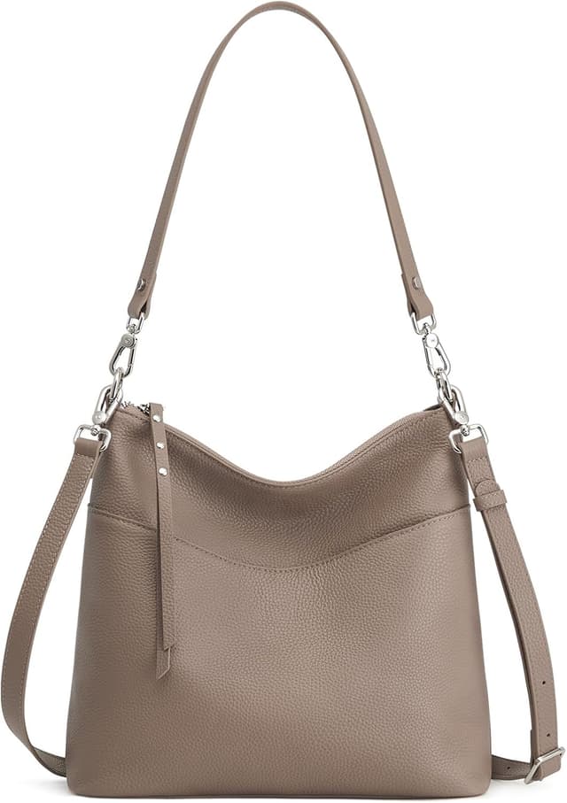 Detalle de S-ZONE leather tote bag for women (medium) with 2 removable straps