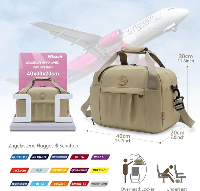 Detalle de Borsa da viaggio SUCIKORIO 40x30x20 per bagaglio a mano (25 L) con scomparto scarpe e busta bagnata