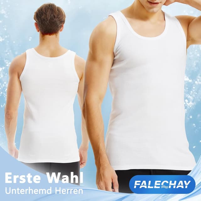 Detalle de Falechay Herren Tank Top Unterhemd im 3-5er Pack aus Baumwolle Feinripp