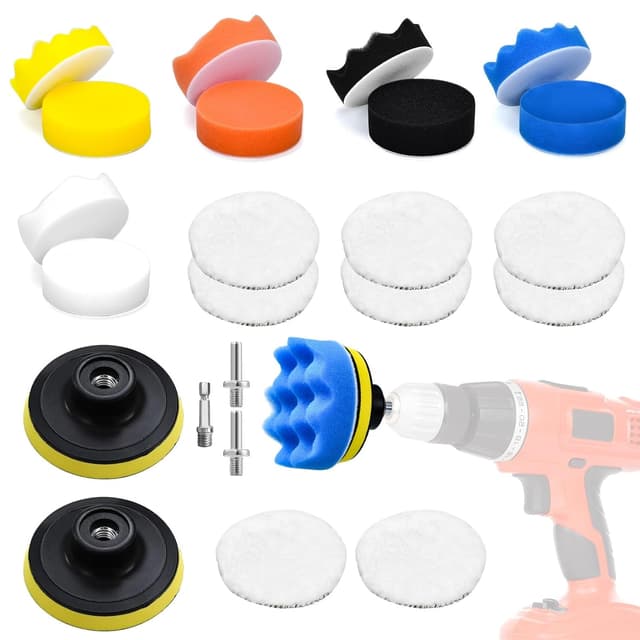 Detalle de JOYSAL kit lucidatura auto con 23 spugne e tampone 80 mm per lucidatura e cera