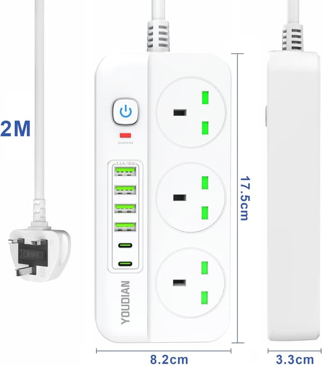 Detalle 2 de 2M extension lead with USB-C and USB-A