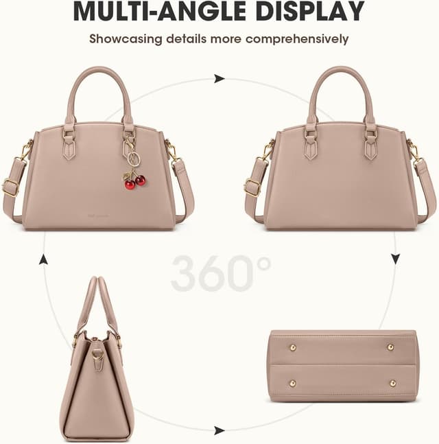 Thumbnail 6 de RAINSMORE Damen-Handtasche mittelgroß aus PU mit Henkeln & abnehmbarem Schulterriemen – für bis zu 11-Zoll-Tablet, Khaki