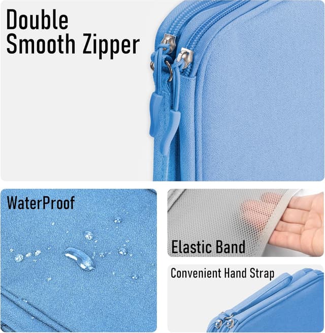 Detalle 2 de Arae Electronic Accessories Organiser Travel Essentials Cable Bag (Sky Blue) – Large, Double-Layer Storage