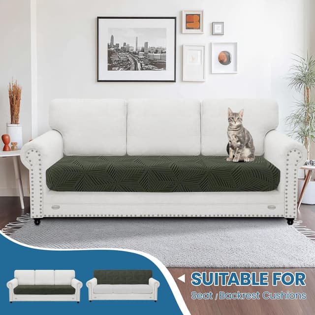 Detalle de Ystyle copridivano elasticizzato per cuscini (3° posto) verde militare, copricuscini antigraffio e antiscivolo