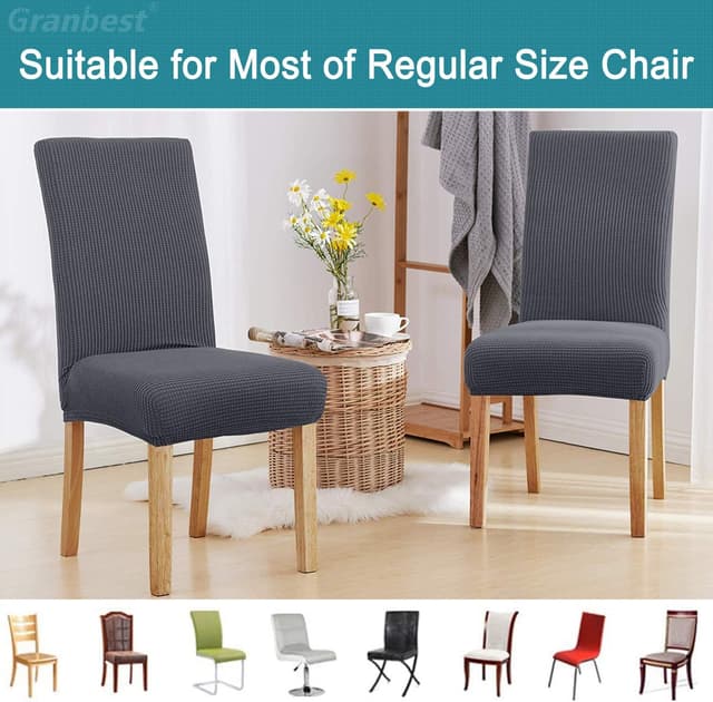 Detalle de Granbest High Stretch Dining Chair Slipcovers (Set of 4) – Universal-fit Jacquard Parson Covers, Grey