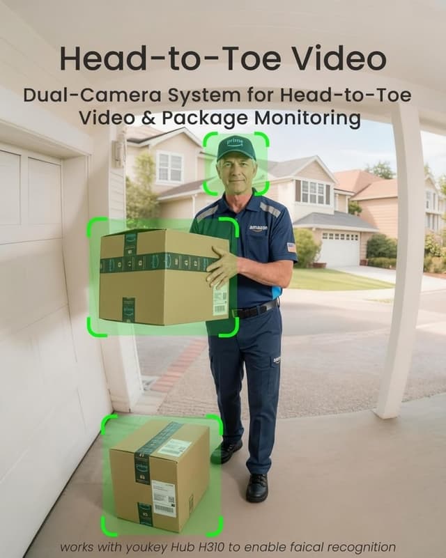 Detalle de youkey DB312 dual camera doorbell, 2K