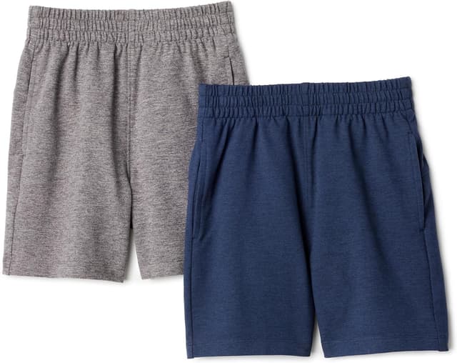 Detalle de Amazon Essentials Boys’ Athletic Regular Fit Active Casual Shorts with Pockets (Soft Performance) — Two-Pack