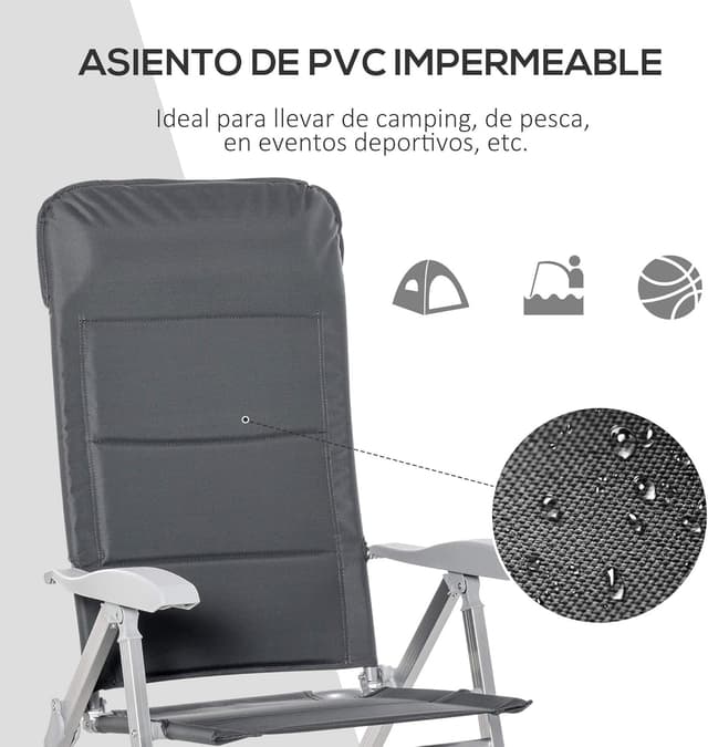 Thumbnail 5 de Outsunny Silla de Jardín plegable 75x61,5x114,5 cm