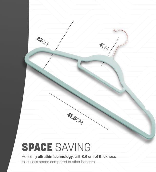 Detalle 2 de KEPLIN Velvet Hangers 30 Pack with Tie Bar and 360° Hook (Non-slip, Space-saving) – Mint Green