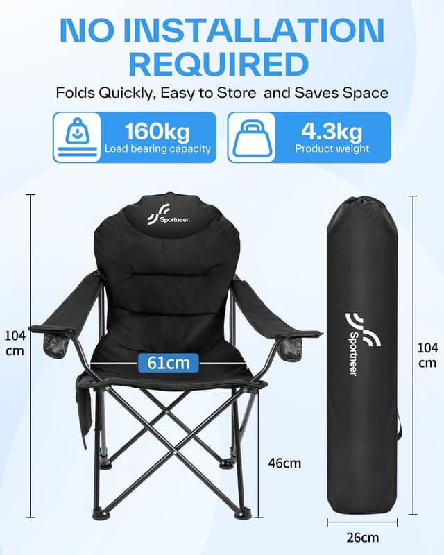 Detalle de Sedia pieghevole da campeggio fino a 160 kg con 3 angoli regolabili, schienale e poggiatesta + borsa