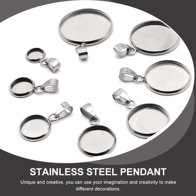 Detalle 2 de COHEALI 40 Stück Edelstahl-Rund-Blenden-Anhänger als Rohlinge für DIY-Schmuck (ca. 20 mm)