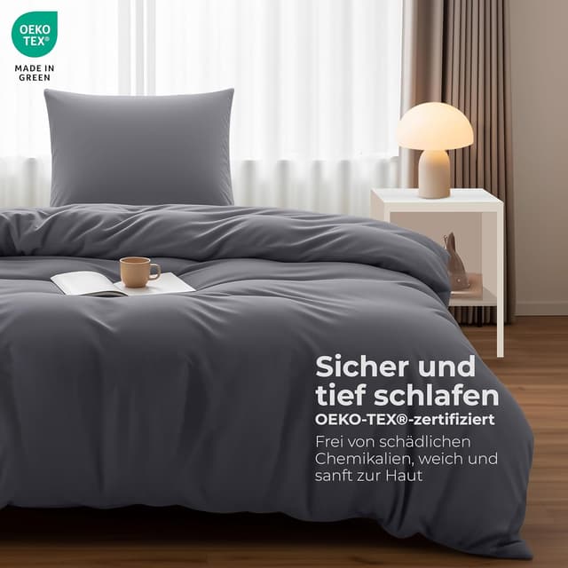 Detalle 2 de Utopia Bedding Mikrofaser Bettwäsche 135x200 Grau