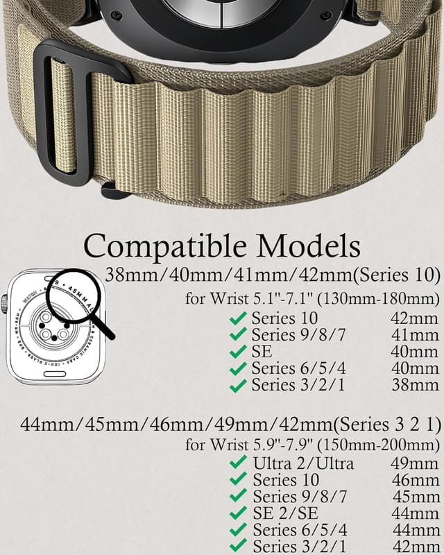 Detalle 2 de Cinturino in nylon con G-Hook per Apple Watch Ultra 3/2/1 e SE/Series 11–1, regolabile outdoor 38–49 mm