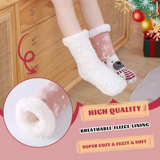 Detalle de HERYEBING Kids slipper socks for winter warmth