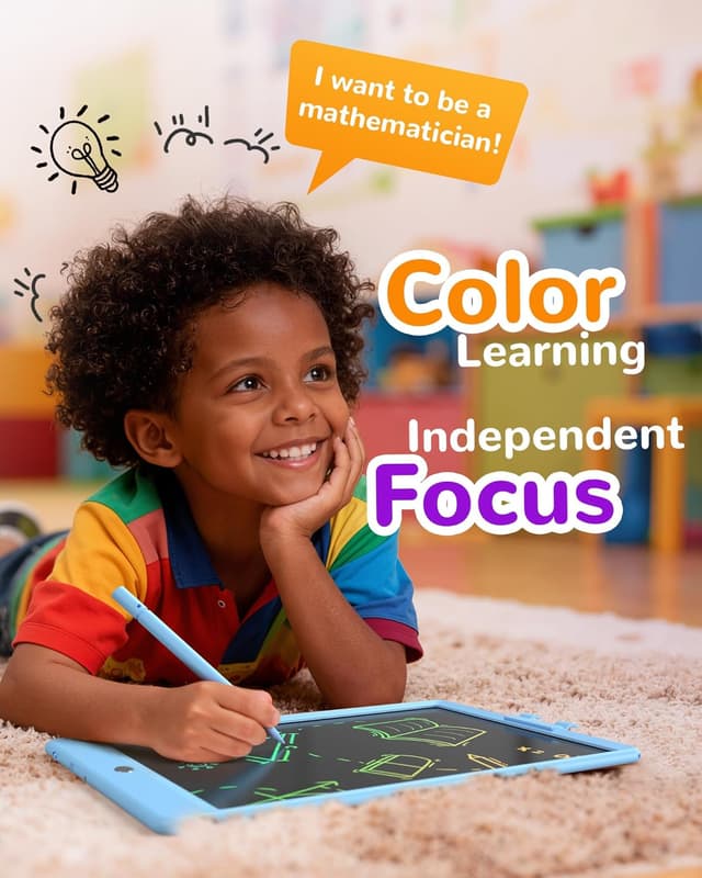 Detalle 2 de KOKODI 10‑Zoll LCD-Schreibtafel für Kinder (ab 3 Jahren) – blaue Maltafel mit Zeichen-/Notizfunktionen