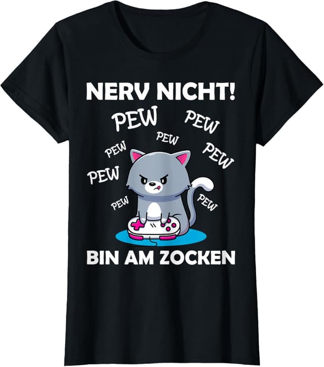 Detalle de Gaming Katze T-Shirt als Gamer Spruch