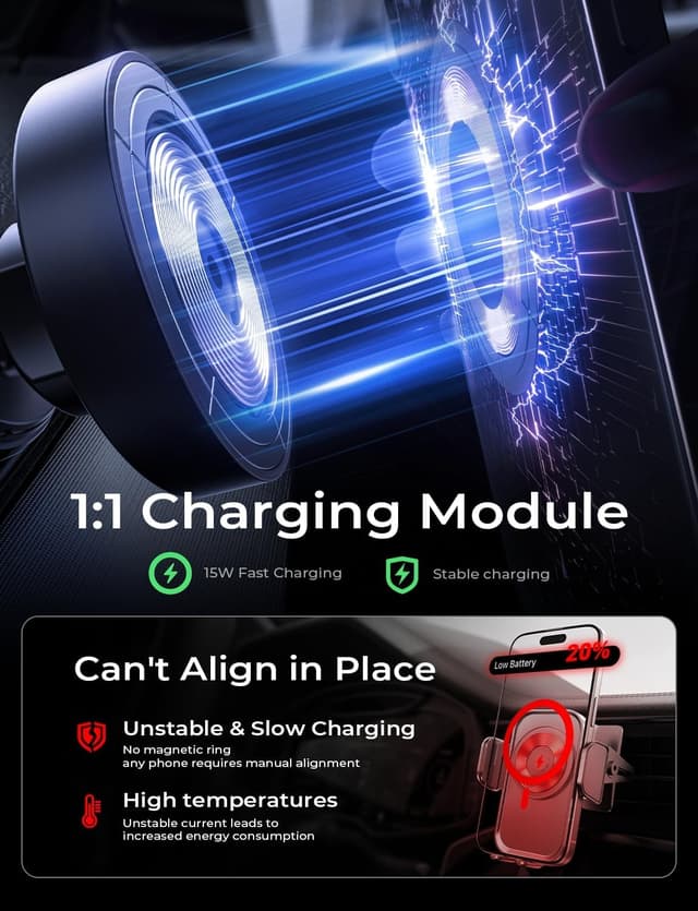 Detalle de LISEN MagSafe Car Mount Charger 15W