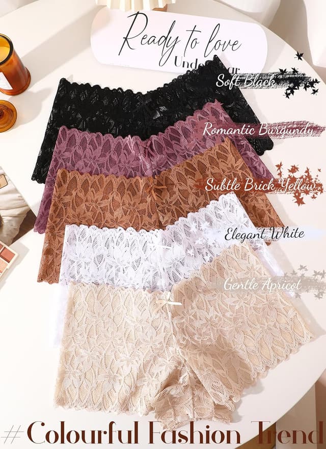 Detalle 2 de READY TO LOVE Lace Boyshorts 5 pack