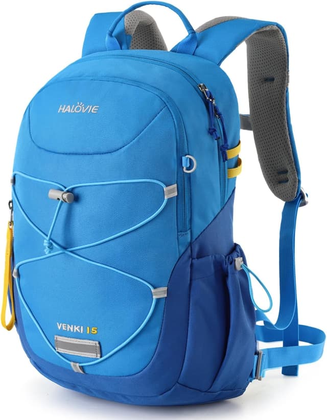 Detalle de HALOVIE Kinderrucksack 15L mit Brustgurt für 6–10 Jahre – Wanderrucksack mit reflektierenden Akzenten