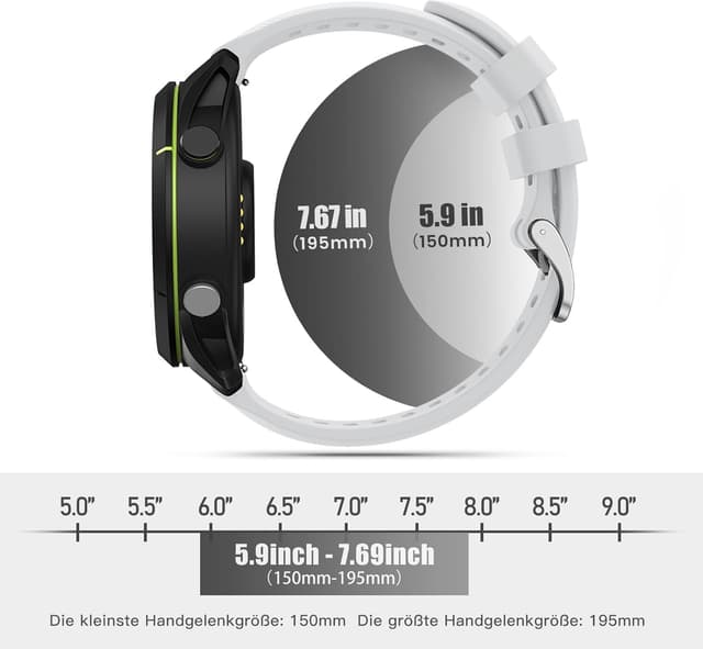 Detalle de ANBEST Silikon-Armband (18 mm) für Garmin Forerunner 255/Vivoactive 4/Venu 2 & weitere Uhren – Ersatzband mit Schnellverschluss