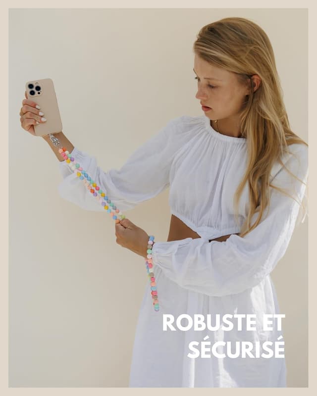 Detalle de Dragonne téléphone avec perles 24 cm