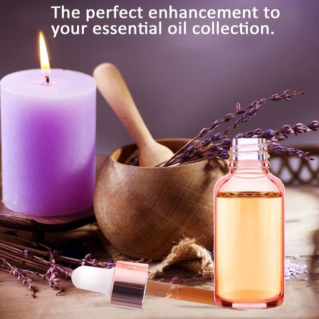 Detalle de Alledomain 6x 15ml Rose Gold Glass Dropper Bottles with Pipettes and Labels