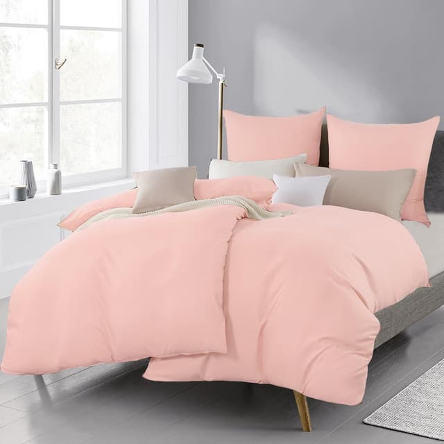 Detalle de Kissenbezug 40x60 2er Set aus Mikrofaser (Hellrosa) – bügelfrei & knitterfrei mit Reißverschluss