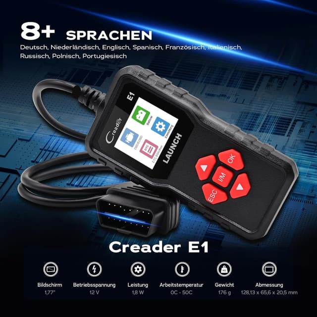 Detalle 2 de LAUNCH Creader E1 OBD2 Diagnosegerät 1,77 Zoll