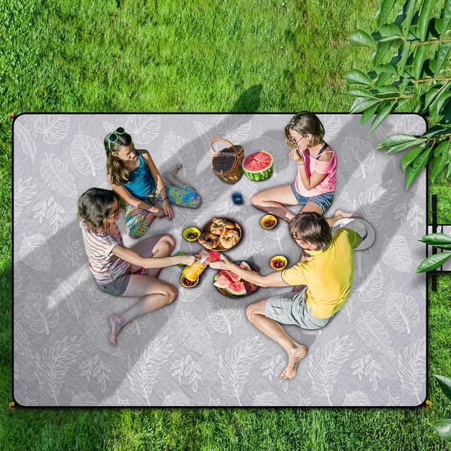 Detalle de HAUSPROFI Picknickdecke 200x300 cm – wasserdicht, isoliert, mit Tragegriff & Heringen